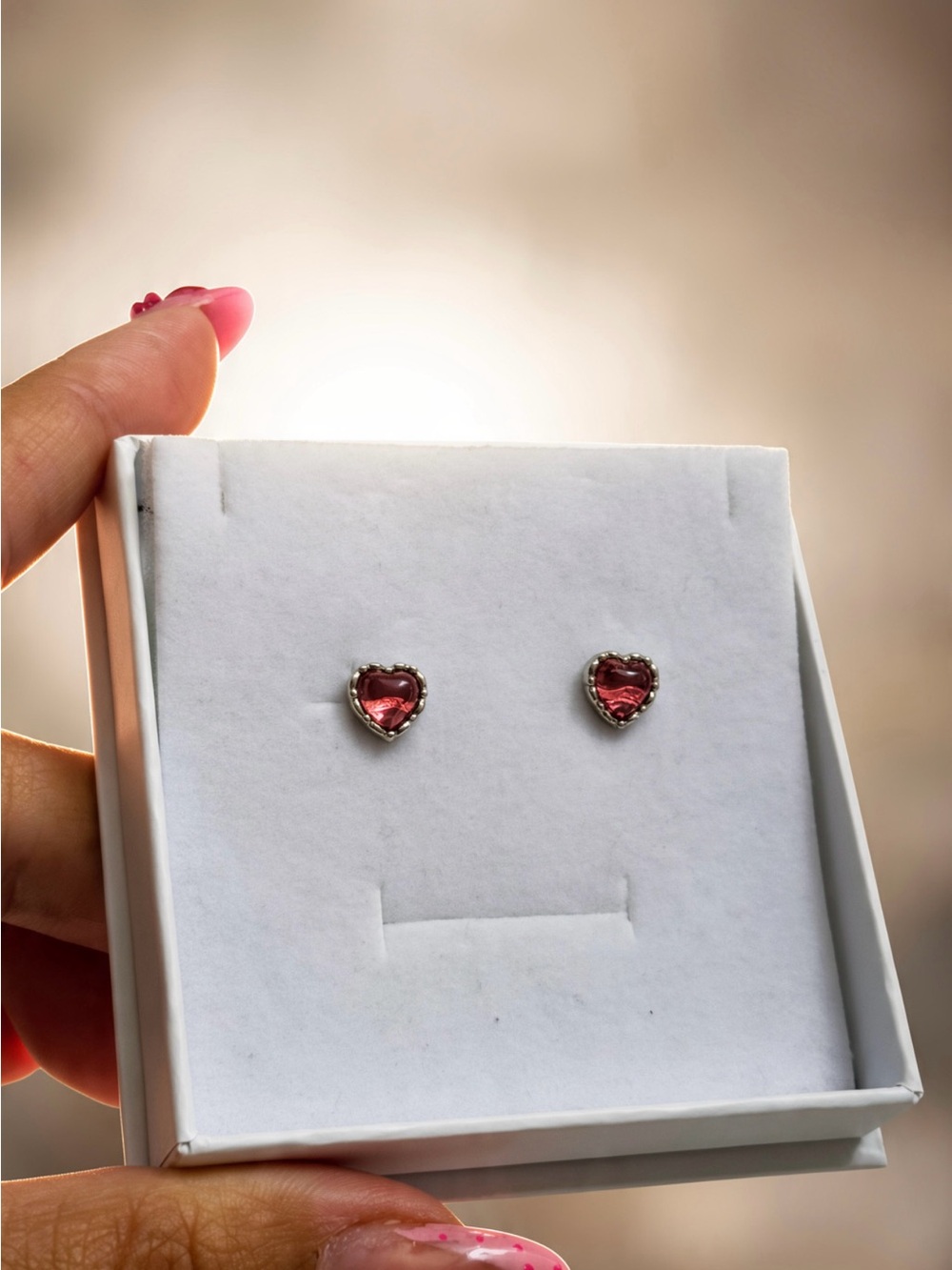 Pink Heart Crystal Stud Earrings - Women Jewelry Earrings